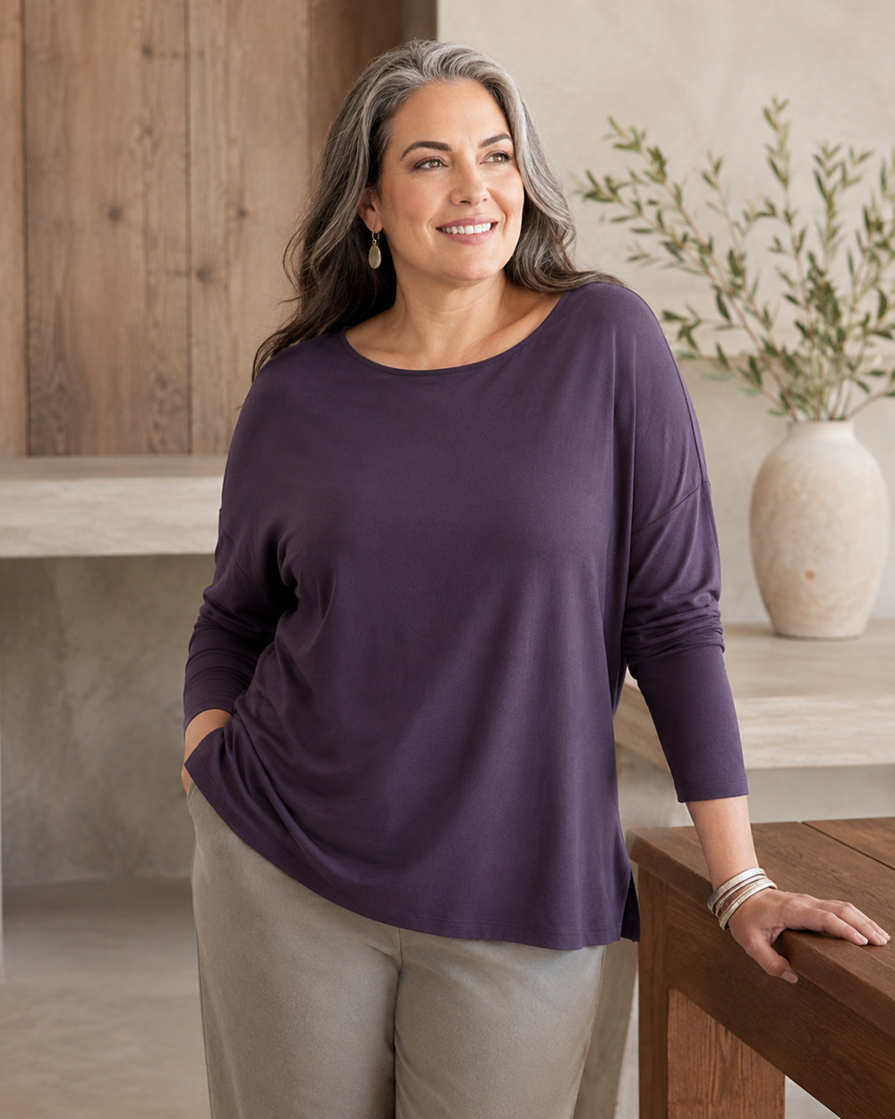 J. Jill Womens Crossover Back Tee Top XL Long Sleeve Activewear Athleisure Gym